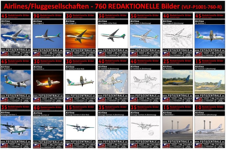 760 REDAKTIONELLE Bilder - Airlines (Sparpaket VLF-P1001-760-R)