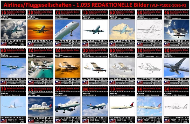 1.095 REDAKTIONELLE Bilder - Airlines (Sparpaket VLF-P1002-1095-R)