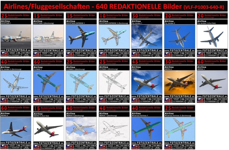 640 REDAKTIONELLE Bilder - Airlines (Sparpaket VLF-P1003-640-R)