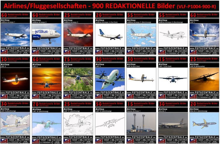 900 REDAKTIONELLE Bilder - Airlines (Sparpaket VLF-P1004-900-R)