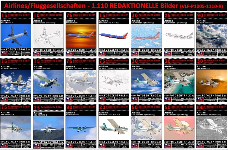 1.110 REDAKTIONELLE Bilder - Airlines (Sparpaket VLF-P1005-1110-R)