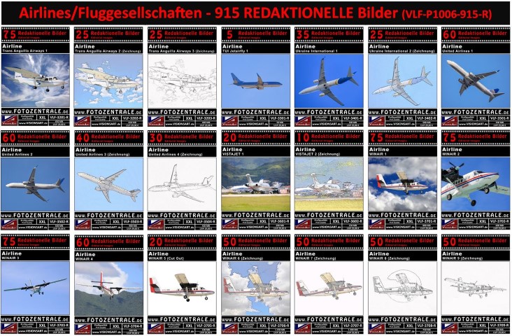 915 REDAKTIONELLE Bilder - Airlines (Sparpaket VLF-P1006-915-R)