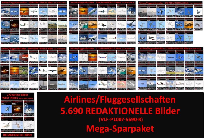 5.690 REDAKTIONELLE Bilder - Airlines (Sparpaket VLF-P1007-5690-R)