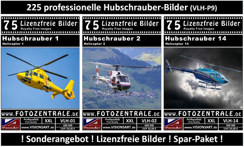 225 Lizenzfreie Bilder - Hubschrauber (Sparpaket VLH-P9-225)