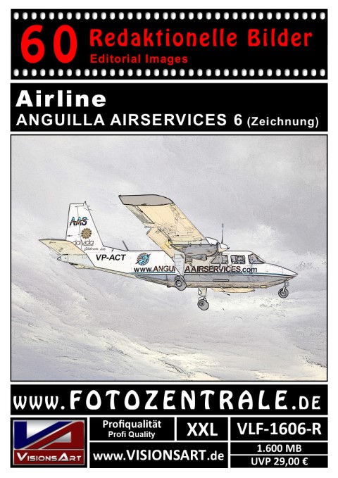 60 REDAKTIONELLE Bilder - Airline - ANGUILLA AIRSERVICES - Zeichnung (VLF-1606-R)