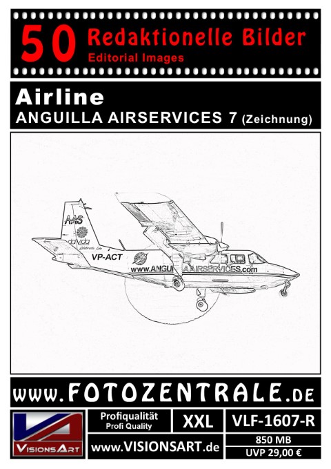 50 REDAKTIONELLE Bilder - Airline - ANGUILLA AIRSERVICES - Zeichnung (VLF-1607-R)