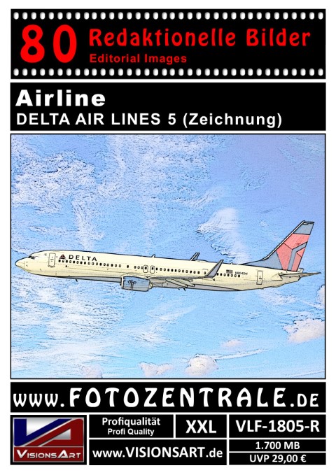 80 REDAKTIONELLE Bilder - Airline - DELTA Airlines - Zeichnung (VLF-1805-R)