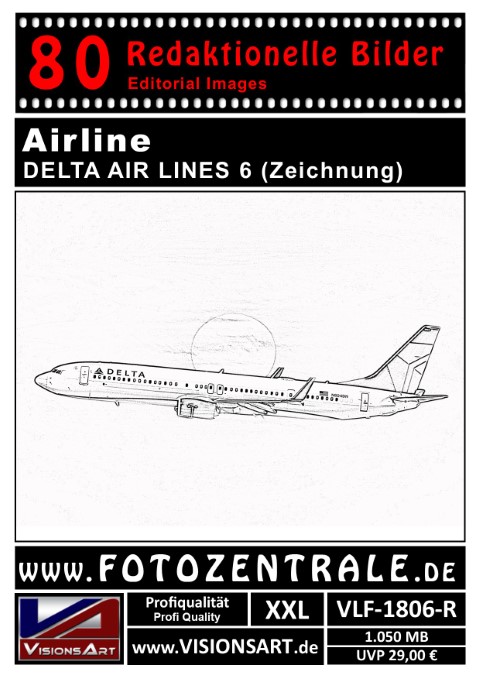 80 REDAKTIONELLE Bilder - Airline - DELTA Airlines - Zeichnung (VLF-1806-R)