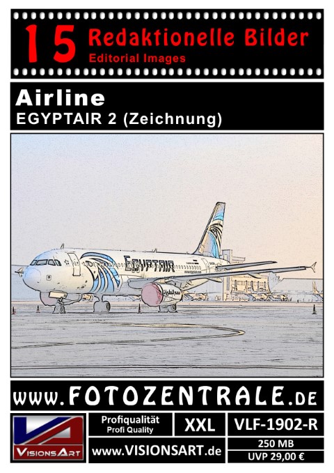 15 REDAKTIONELLE Bilder - Airline - EGYPTAIR - Zeichnung (VLF-1902-R)