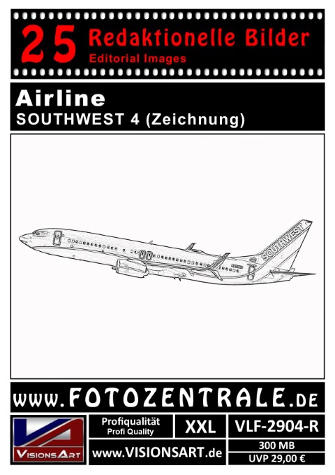 25 REDAKTIONELLE Bilder - Airline - SOUTHWEST - Zeichnung (VLF-2904-R)