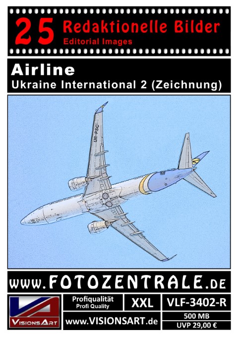 25 REDAKTIONELLE Bilder - Airline - Ukraine International - Zeichnung (VLF-3402-R)