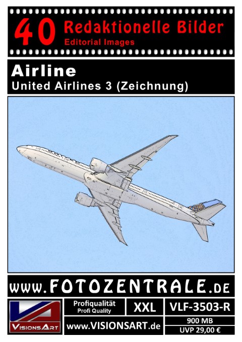 40 REDAKTIONELLE Bilder - Airline - United Airlines - Zeichnung - (VLF-3503-R)