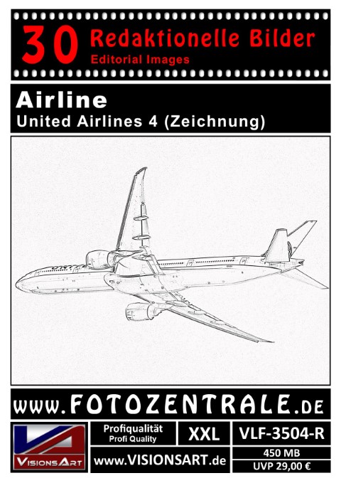 30 REDAKTIONELLE Bilder - Airline - United Airlines - Zeichnung (VLF-3504-R)